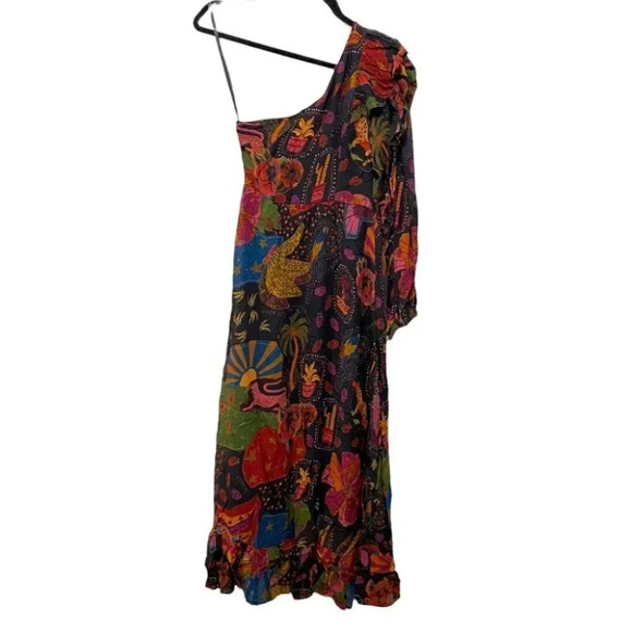NWT Farm Rio Floral Ruffle Printed One-Shoulder Vacation Tropical Dress Size: XS - Picture 8 of 11